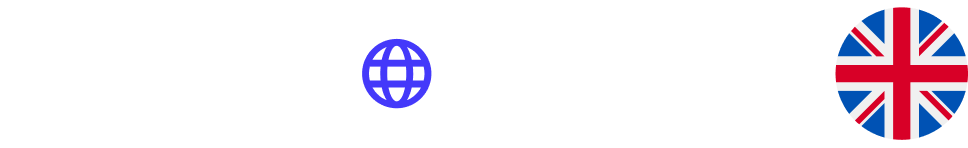 Iconos del selector de idioma de la app: un globo terráqueo y la bandera del Reino Unido